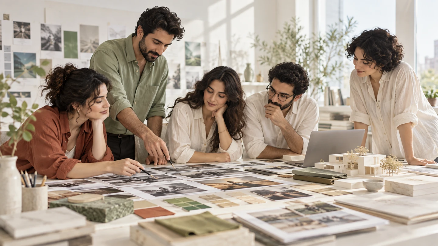 Illustrated creative team collaboration